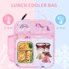 Clastyle Princess Insulated Kids Lunch Bag Large Thermal Cooler Bag for Girl Picnic School Lunch Box Tote, Pink Rainbow Cloud view 2