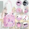 Clastyle Princess Insulated Kids Lunch Bag Large Thermal Cooler Bag for Girl Picnic School Lunch Box Tote, Pink Rainbow Cloud view 4
