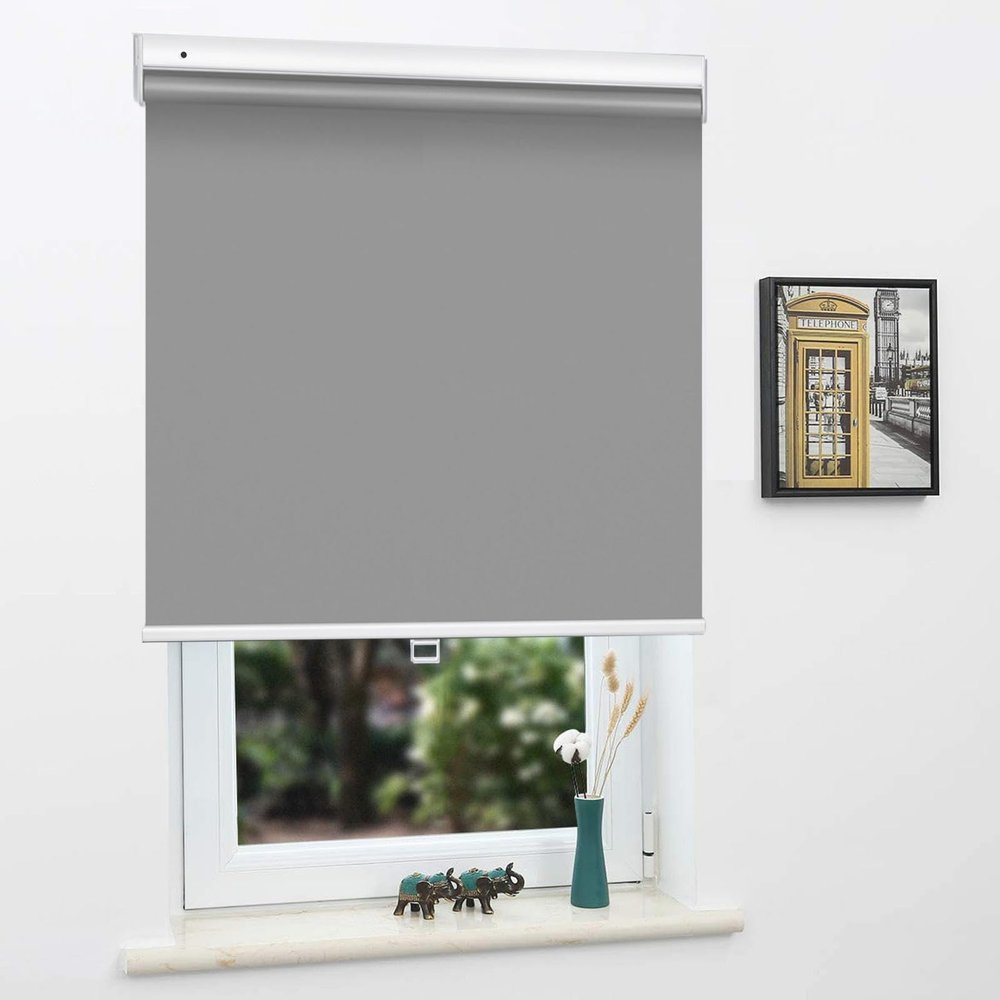 100% Blackout Blinds for Home,Sunscreen Roller Shades,Light Grey Cordless roll up Blinds,130x180cm/150x200cm,Waterproof Window Curtains,WH-5090cm/20 * 35in