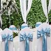 JFDYDM 50 Pack Dusty Blue Chair Sashes, Satin Chair Ribbons for Wedding Party Birthday Reception, Banquets Chairs Decorations, Dusty Blue Satin Chair Bows for Chairs view 3