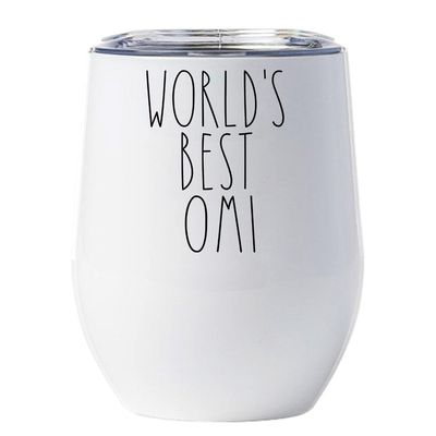 Funny Tumbler World's Best Omi Wine Glass 12oz Gifts From Daughter, Son - Best Omi Vintage Tumbler With Lid Present For Mom, Her, Women - Mother's Day, Happy Birthday, Christmas Cup Gifts
