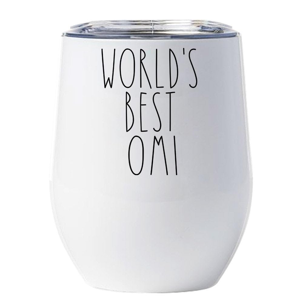Funny Tumbler World's Best Omi Wine Glass 12oz Gifts From Daughter, Son - Best Omi Vintage Tumbler With Lid Present For Mom, Her, Women - Mother's Day, Happy Birthday, Christmas Cup Gifts