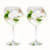 HIUHIU Painted Flower Wine Glasses Set of 2, Transparent Clear Long Stem Wine Glass Goblet Colorful Artisan Painted Drinking Glassware for Wedding/Party/Bar,A view 1