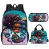 HUIACONG Afro Princess Girl Backpack for School Girls Kids 4th Grade Lunch Box Bookbag Age 8-10 Elementary Middle School Bag Set for Teen Girls Lunch Bag Pencil Case Travel view 1