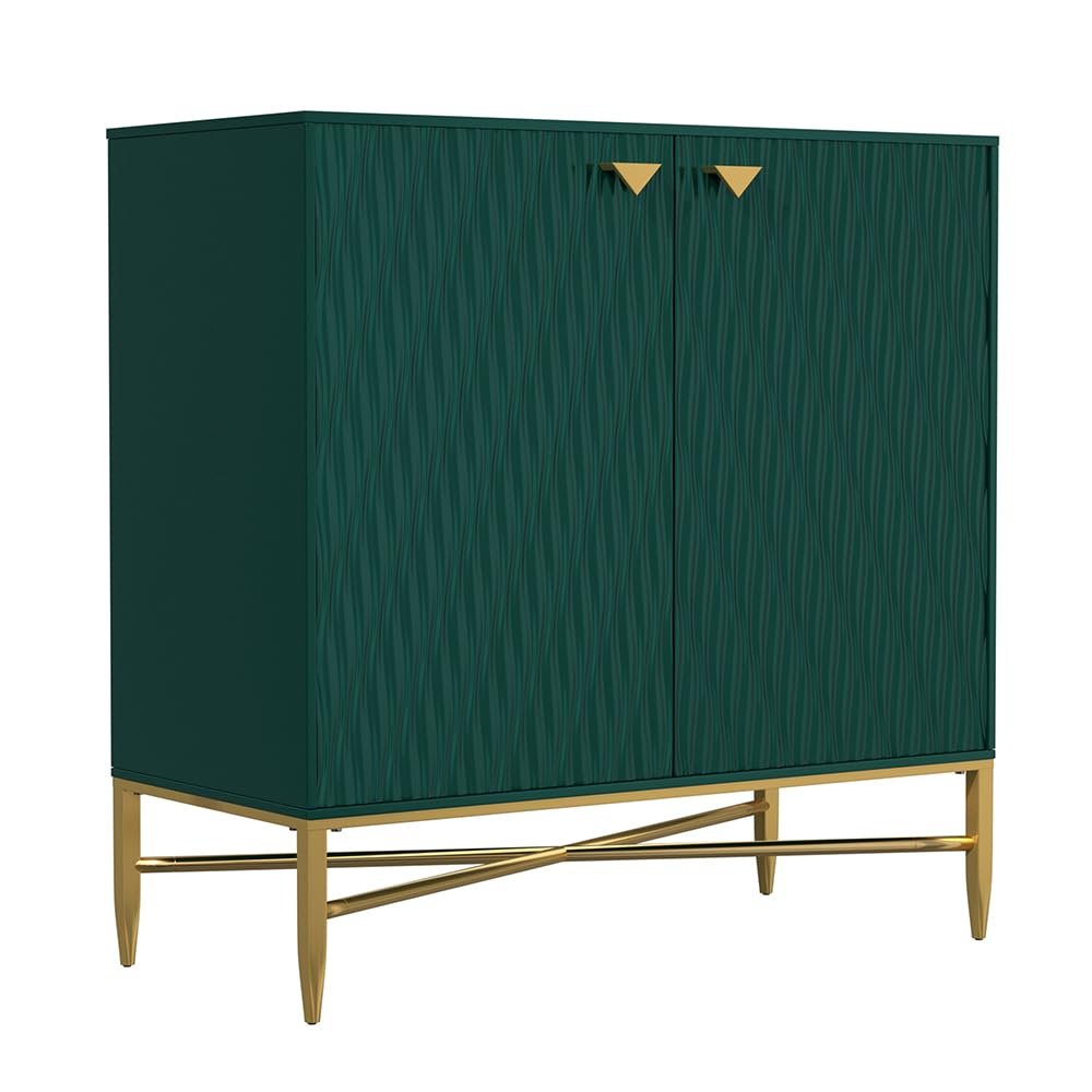 Modern Accent Cabinet with Doors, Sideboard Cabinet with Gold Metal Legs for Living Room,Entryway and Kitchen Dining Room,Green