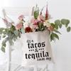 HONTOUTEIt's a Tacos Tequila Kinda Day Graphic Tote Bag for Women Canvas Cotton Bag Reusable Shoulder Shopping BagBeige view 3