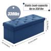 BRIAN & DANY 43 Inches Ottoman with Storage, Velvet Storage Ottoman Bench, End of Bed Benches, Folding Ottomans for Bedroom, Living Room and Entryway (Blue) view 2