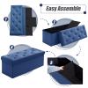 BRIAN & DANY 43 Inches Ottoman with Storage, Velvet Storage Ottoman Bench, End of Bed Benches, Folding Ottomans for Bedroom, Living Room and Entryway (Blue) view 4