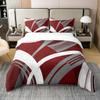 jejeloiu Stripes Duvet Cover 100% Cotton Geometric Bedding Set 100% Cotton Room Decor Geometric Red Grey Comforter Cover Set Twin Modern Striped Art Bedspread Cover Abstract Art 2Pcs Zipper view 1