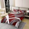 jejeloiu Stripes Duvet Cover 100% Cotton Geometric Bedding Set 100% Cotton Room Decor Geometric Red Grey Comforter Cover Set Twin Modern Striped Art Bedspread Cover Abstract Art 2Pcs Zipper view 2