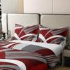 jejeloiu Stripes Duvet Cover 100% Cotton Geometric Bedding Set 100% Cotton Room Decor Geometric Red Grey Comforter Cover Set Twin Modern Striped Art Bedspread Cover Abstract Art 2Pcs Zipper view 4