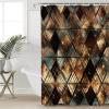 Brown Teal Geometric Shower Curtain Set - 66" x 72" Washable Bathtub Curtain with 12 Hooks, Retro Modern Plaid Abstract Art Waterproof Fabric Stall Shower Curtains for Bathroom/Bathtub Dcor view 1