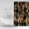 Brown Teal Geometric Shower Curtain Set - 66" x 72" Washable Bathtub Curtain with 12 Hooks, Retro Modern Plaid Abstract Art Waterproof Fabric Stall Shower Curtains for Bathroom/Bathtub Dcor view 3