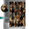 Brown Teal Geometric Shower Curtain Set - 66" x 72" Washable Bathtub Curtain with 12 Hooks, Retro Modern Plaid Abstract Art Waterproof Fabric Stall Shower Curtains for Bathroom/Bathtub Dcor view 4