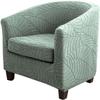 2 Pieces Club Chair Slipcover,Jacquard Leaf Pattern Round Barrel Chair Cover High Stretch Armchair Covers Non Slip Tub Chair Cover All-Inclusive Single Sofa Protectors for Living Room (Color : Bean G view 1