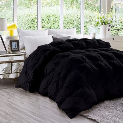 Home Decorative 1000-TC Pinch Pleated Down Alternative Comforter Oversized King Plus (128x120) 1-pc Comforte & 2pc Pillow Shams, 600 GSM Micro Fill & 4-8 Corner Tabs & Very Soft Fill Power
