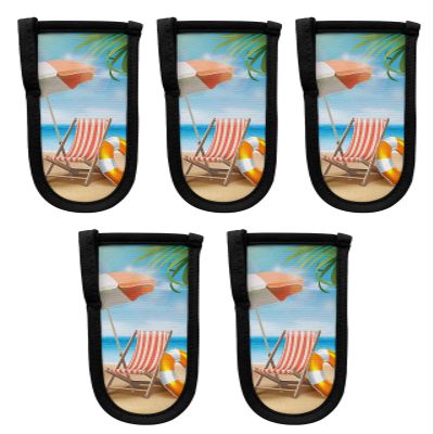 5 Pcs Beach Tropical Cast Iron Handle Covers, Pan Pot Holders for Kitchen Summer Travel Vacation Hot Handle Cover Heat Insulation Sleeves Mitt for Baking Cookware