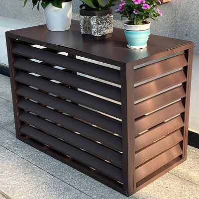 Air conditioner fence,radiator covers ,Water-Resistant Anti-Hail Windproof Design, fence to hide air conditioner, Noise Reduction, Applicable to air conditioner outdoor unit ( Color : Brown flat roof