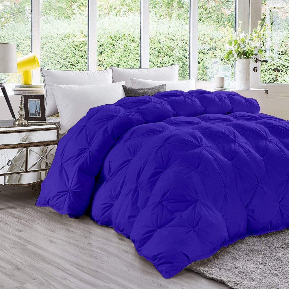 Home Decorative 1000-TC Pinch Pleated Down Alternative Comforter Super King Plus 120x120 inches 1-pc Comforte & 2pc Pillow Shams, 600 GSM Micro Fill & 4-8 Corner Tabs & Very Soft Fill Power