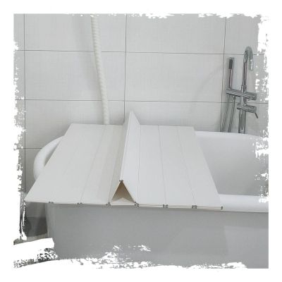 Bathtub Tray Dustproof Waterproof Folding Bathtub Cover for Most Standard Sized Bathtubs, 0.6cm Thick PVC Shutter Bath Lid Bathtub Tray Dust Board Bathroom Shelf for Home, SPA Experience Multifunction