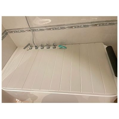 Bathtub Tray Folding PVC Bathtub Cover Bathtub Tray Insulation Cover, Japanese-Style White Dust-Proof Board Bath Tub Accessories for Most Standard Sized Bathtubs, 0.6cm Thickness Multifunctional (Col