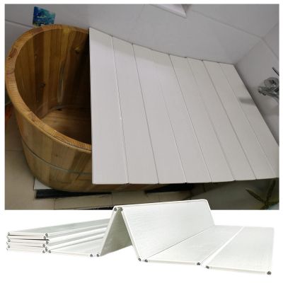 Bathtub Tray Foldable Bathtub Tray Bathtub Insulation Cover, 0.6cm Thickness White PVC Shutter Bath Lid, Japanese-Style Bathtub Dust Board Bathroom Rack for Books Phone Tablet Multifunctional (Color