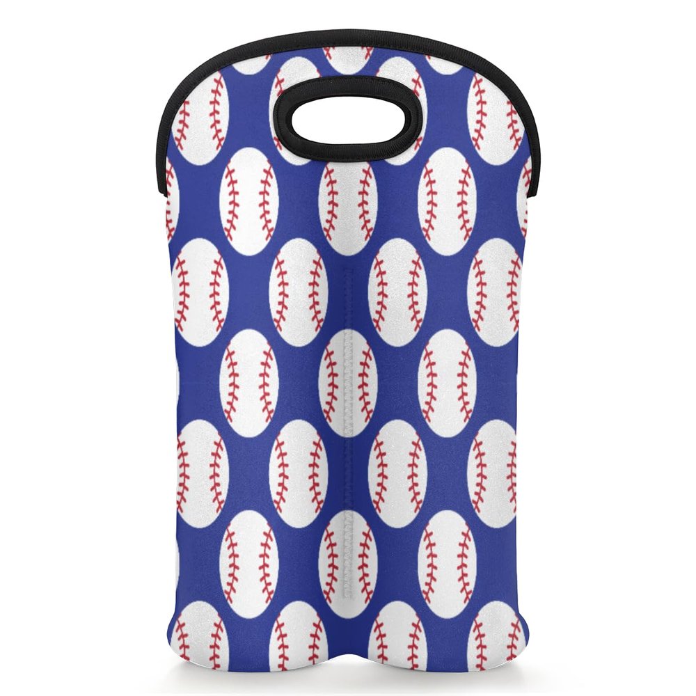 Baseball American Sport 2-Bottle Wine Gift Tote Carrier Sleeve USA Neoprene Wine Tote Bags Holder Cooler Wine Lover Gift