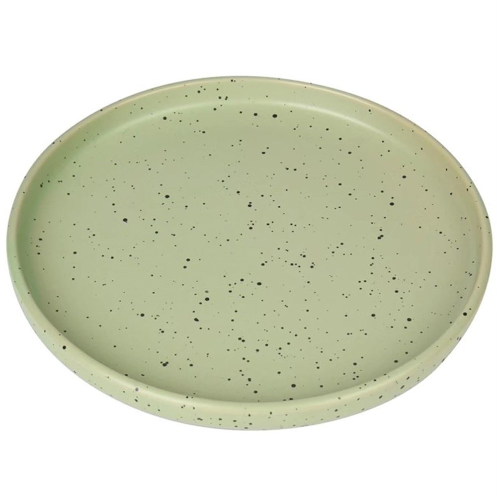 8" Stoneware Dinner Plates - Microwave Safe Rustic Ceramic Porcelain Kitchen Serving Tableware Dish Set of 2 (Color : Green)