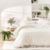 Lalawat Export Lightweight and 100% Cotton 3pcs Tufted Duvet/Bedding Comforter Cover and Pillowcase Set with Zipper Closure (White, Over Size 120x120) view 1
