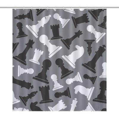 Chess Game Pieces Shower Curtain with Grommets and Hooks Waterproof Bath Curtains for Bathroom Showers Bathtubs Decoration
