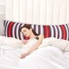 BOBOWUNY Abstract Red White Body Pillow Covers, Modern Minimalist Geometric Stripe Soft Bed Throw Pillowcases Breathable Cooling Long Lumbar Body Pillow Sham Cover for Bed Sofa 20x54 view 3