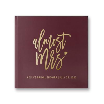 Bridal Shower Wedding Guest Book for Future Bride Miss to Mrs Bridal Luncheon Bachelorette Photo Album - Wine Red Gold (12x12)