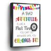 A Bad Attitude Is Like A Flat Tire You Can'T Go Anywhere Until You Change It Canvas Print Motivational Teen Wall Art Poster For Home Office School Wall Decor Artwork(Metal Framed 16" X 20") view 1