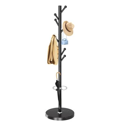 OIRUMIE Coat Rack,Coat Rack Stand with 8 Hooks Umbrella Hoolder Marble Base