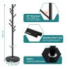 OIRUMIE Coat Rack,Coat Rack Stand with 8 Hooks Umbrella Hoolder Marble Base view 2
