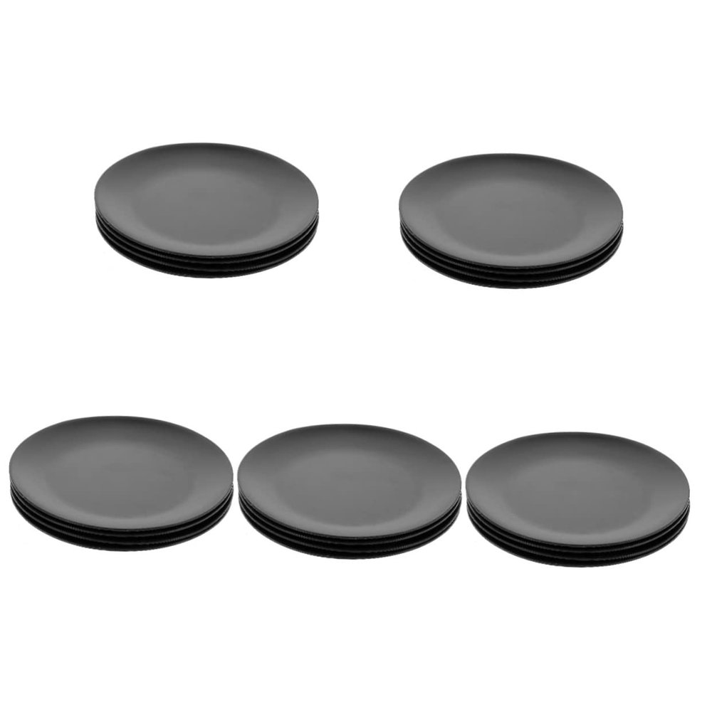 4 Pcs Black Melamine Plate Black Dinner Plates Round Serving Platter Fondue Plates Kitchen Plates Gothic Dinnerware Set Barbecue Melamine Dish Round Plate Flat Bottom Plate Disc/1878 (Color : Blackx5
