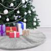 Atiming Grey Christmas Tree Plush Skirt 24 Inches Small Faux Fur Xmas Tree Skirt Base Cover Mat with Shiny Streamers for Christmas Tree Holiday Home Party Decorations - 60cm view 2