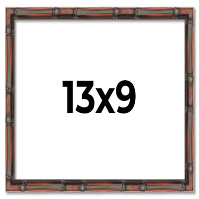 13x9 Frame Brown Bamboo with Dark Coffee/Walnut Finish | Solid Wood Picture Frame Width 0.75 Inches | Interior Depth 0.5 Inches | Complete with UV Acrylic, Foam Board Backing & Hanging Hardware