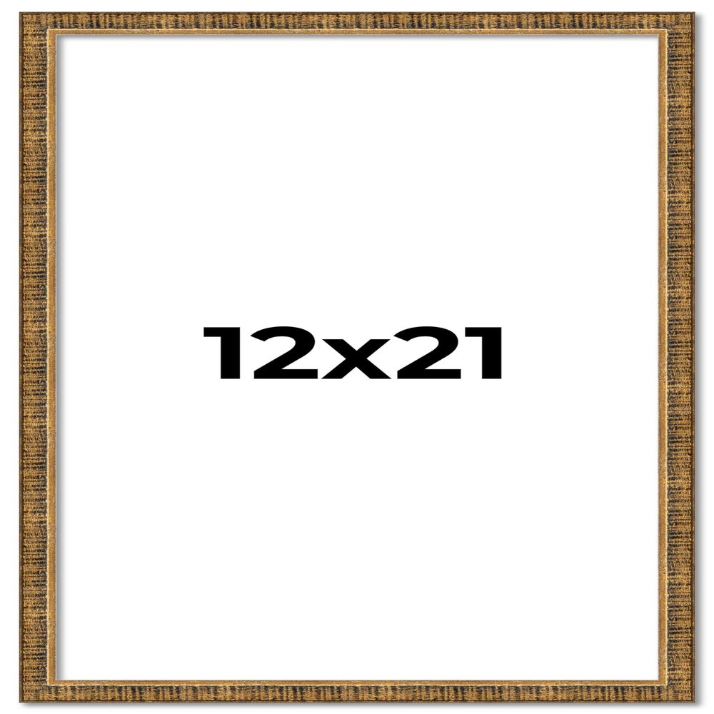 12x21 Frame Gold Kingsley Distressed Solid Wood Picture Frame Width 0.75 Inches | Interior Frame Depth 0.5 Inches | Kingsley Frame with UV Acrylic, Foam Board Backing & Hanging Hardware