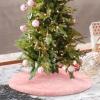 Atiming Pink Plush Christmas Tree Skirt 24 Inches Small Faux Fur Xmas Tree Skirt Base Cover Mat with Shiny Streamers for Christmas Tree Holiday Home Party Decorations - 60cm view 2