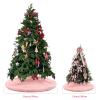 Atiming Pink Plush Christmas Tree Skirt 24 Inches Small Faux Fur Xmas Tree Skirt Base Cover Mat with Shiny Streamers for Christmas Tree Holiday Home Party Decorations - 60cm view 4