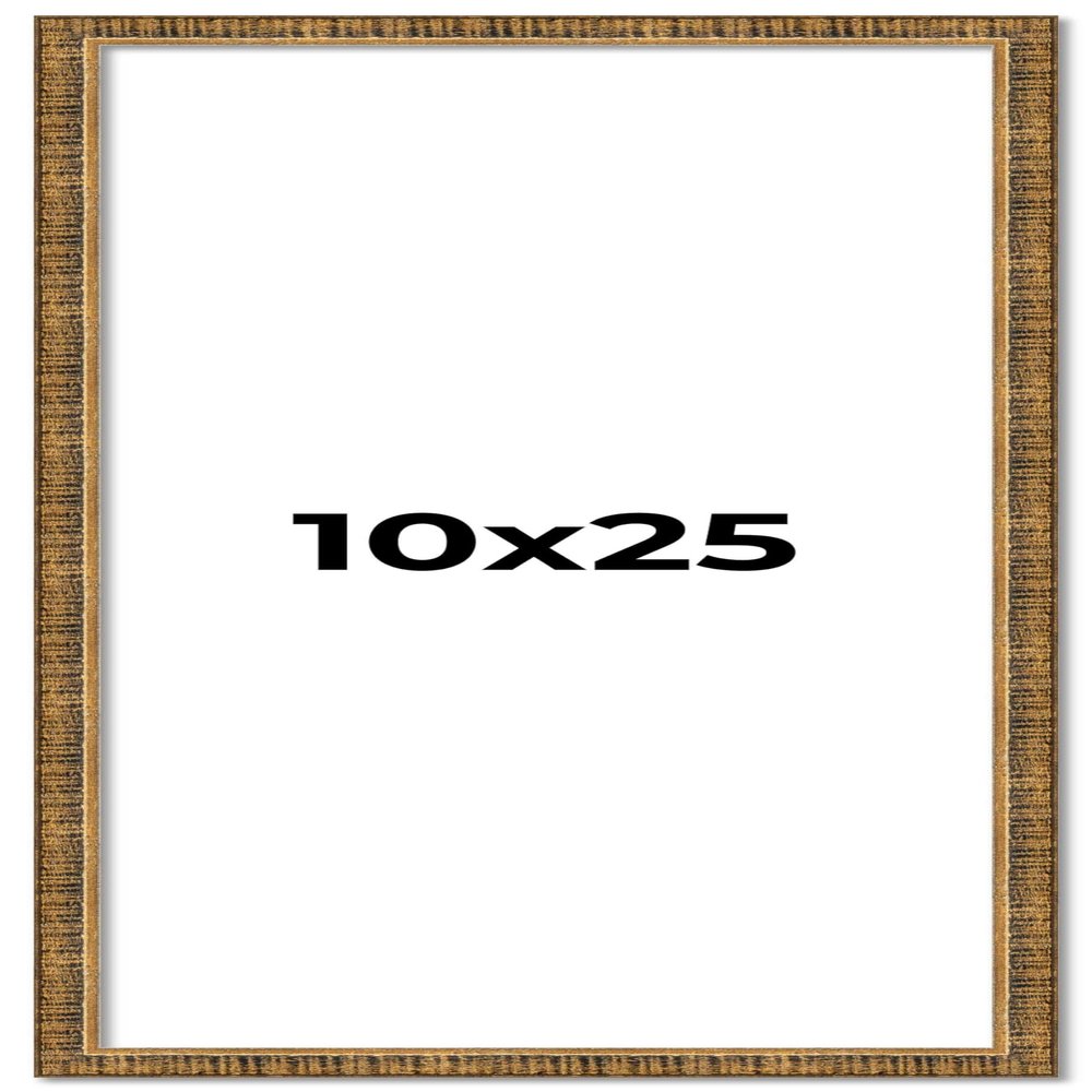10x25 Frame Gold Kingsley Distressed Solid Wood Picture Frame Width 0.75 Inches | Interior Frame Depth 0.5 Inches | Kingsley Frame with UV Acrylic, Foam Board Backing & Hanging Hardware