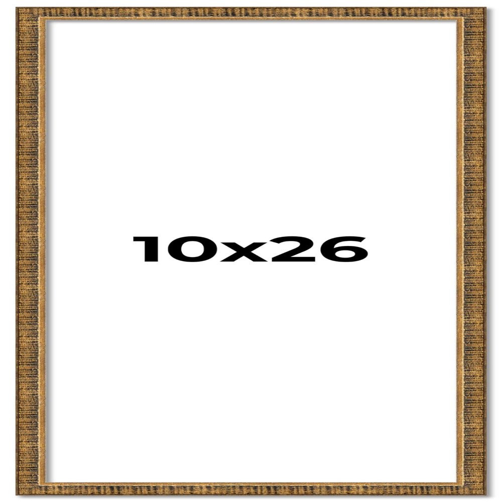 10x26 Frame Gold Kingsley Distressed Solid Wood Picture Frame Width 0.75 Inches | Interior Frame Depth 0.5 Inches | Kingsley Frame with UV Acrylic, Foam Board Backing & Hanging Hardware