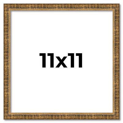 11x11 Frame Gold Kingsley Distressed Solid Wood Picture Frame Width 0.75 Inches | Interior Frame Depth 0.5 Inches | Kingsley Frame with UV Acrylic, Foam Board Backing & Hanging Hardware