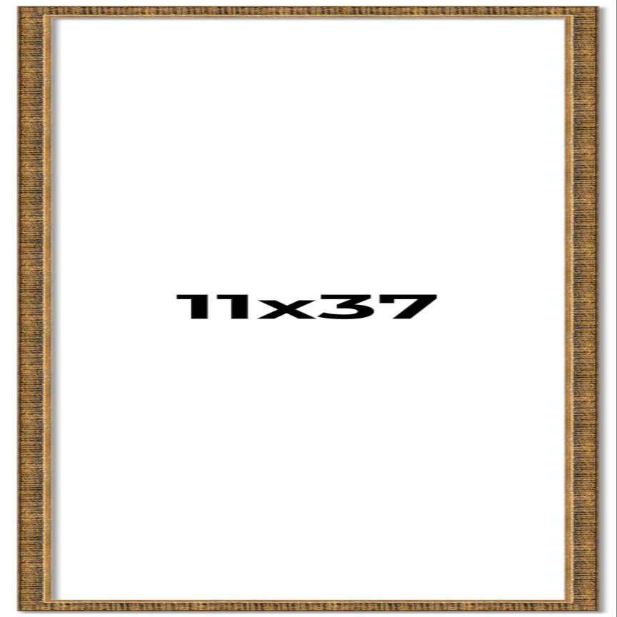 11x37 Frame Gold Kingsley Distressed Solid Wood Picture Frame Width 0.75 Inches | Interior Frame Depth 0.5 Inches | Kingsley Frame with UV Acrylic, Foam Board Backing & Hanging Hardware
