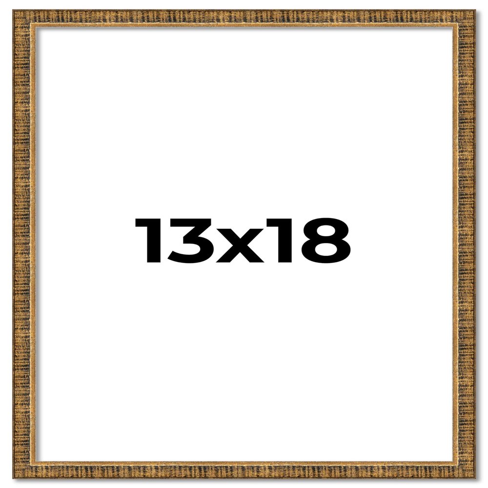 13x18 Frame Gold Kingsley Distressed Solid Wood Picture Frame Width 0.75 Inches | Interior Frame Depth 0.5 Inches | Kingsley Frame with UV Acrylic, Foam Board Backing & Hanging Hardware