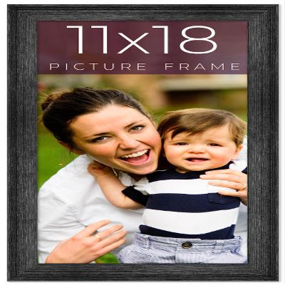 11x18 Frame Black Real Wood Picture Frame Width 1.5 Inches | Interior Frame Depth 0.5 Inches | Barn Black Distressed Photo Frame Complete with UV Acrylic, Foam Board Backing & Hanging Hardware