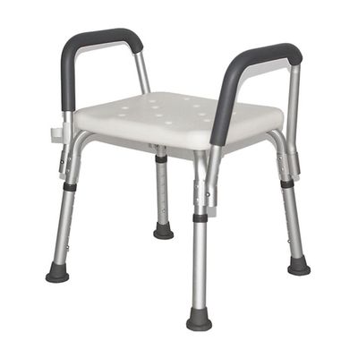 Bath Stools,Shower Stool Shower Chair Stainless Steel Shower Seat Stool for Elderly/Disabled Anti-Slip Mat Shower Seat Stool with Handle 6 Height Bench Bathtub Stool Seat