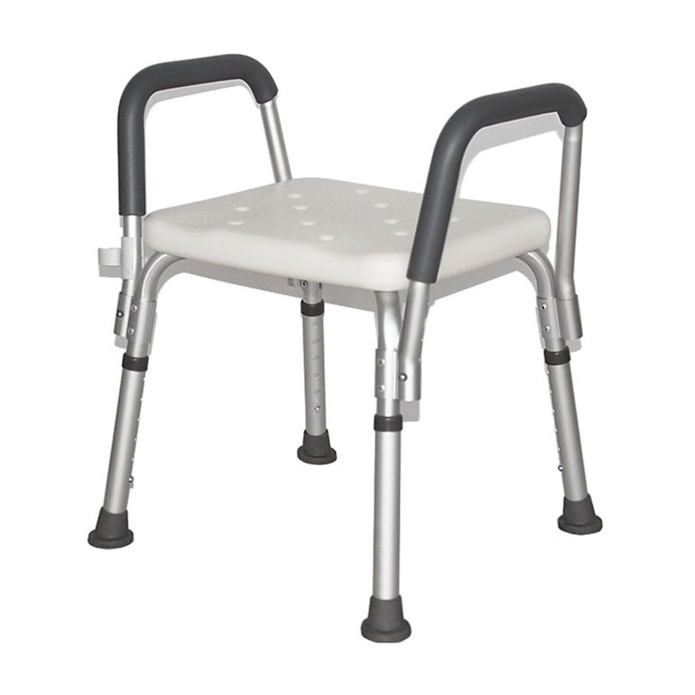 Bath Stools,Shower Stool Shower Chair Stainless Steel Shower Seat Stool for Elderly/Disabled Anti-Slip Mat Shower Seat Stool with Handle 6 Height Bench Bathtub Stool Seat