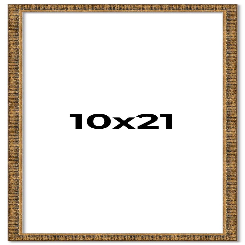 10x21 Frame Gold Kingsley Distressed Solid Wood Picture Frame Width 0.75 Inches | Interior Frame Depth 0.5 Inches | Kingsley Frame with UV Acrylic, Foam Board Backing & Hanging Hardware